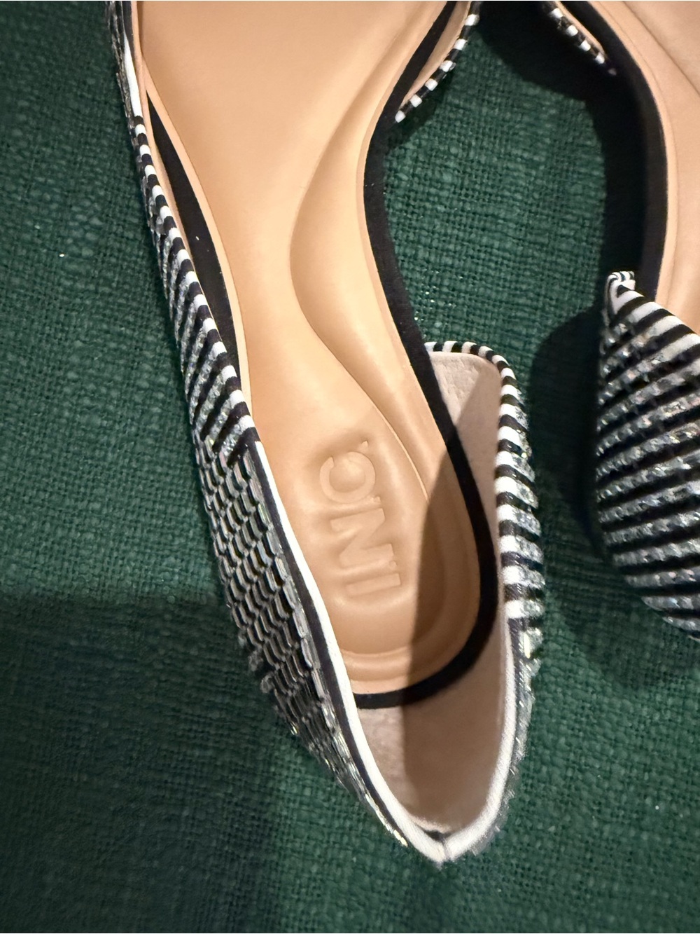 INC International Concepts Black & White Sequined Pointed D'Orsay Flats - Picture 3 of 7